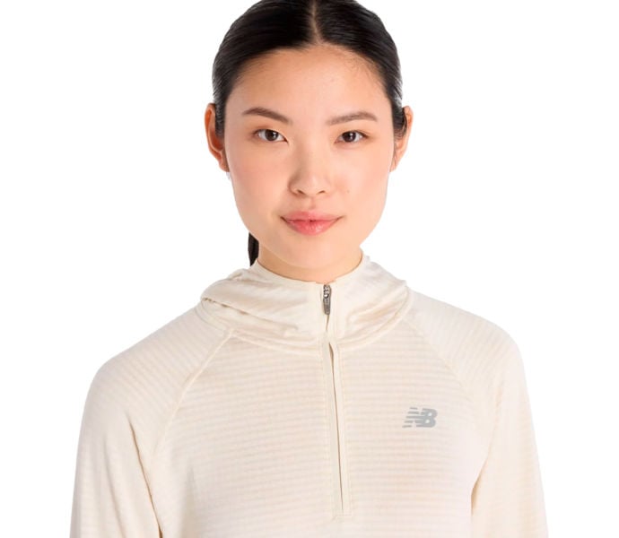 New Balance HEAT GRID 1/2 ZIP HOODIE LÖPARTRÖJA Beige