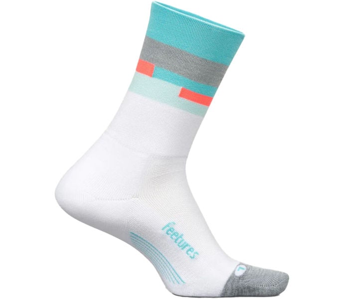 Feetures ELITE LIGHT CUSHION MINI CREW LÖPARSTRUMPA Vit