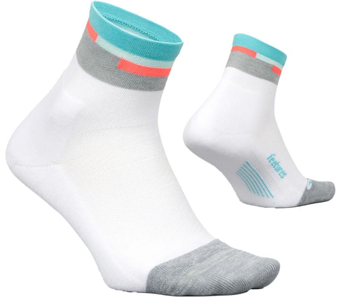 Feetures ELITE LIGHT CUSHION QUARTER LÖPARSTRUMPA Vit