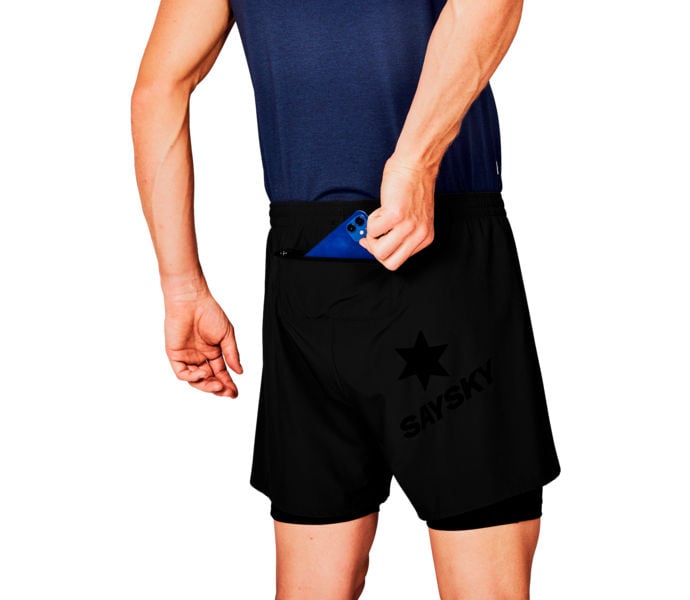 SAYSKY PACE 2IN1 SHORTS 5" LÖPARSHORTS Svart