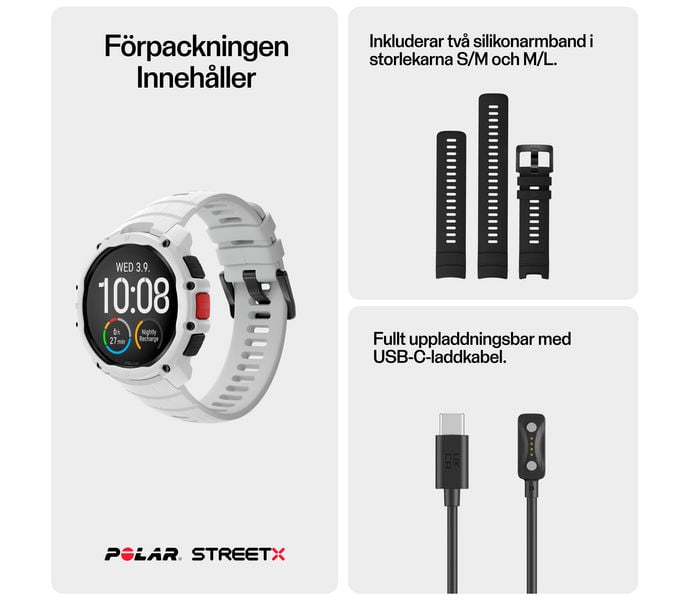 Polar STREET X SPORTKLOCKA Vit