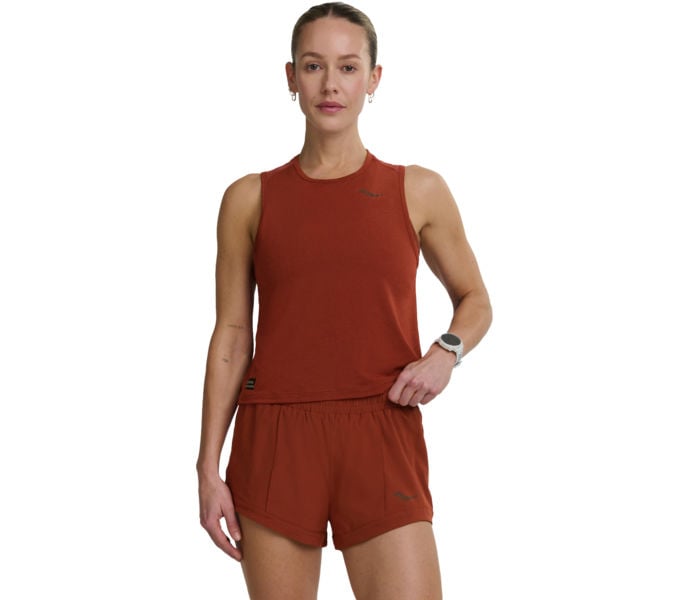 Saucony STOPWATCH CROP TANK LÖPARLINNE Röd