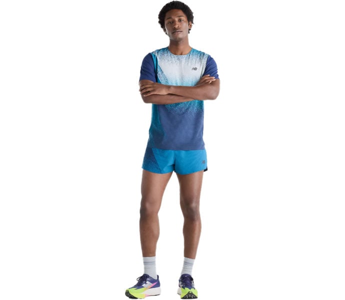 New Balance RACE DAY ULTRA LIGHT PRINTED T-SHIRT Blå