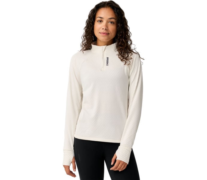 Brooks MOMENTUM THERMAL 1/4 ZIP LÖPARTRÖJA Beige